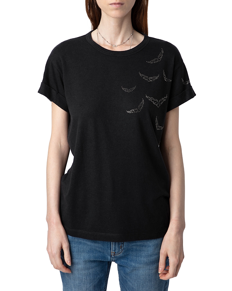 Zadig & Voltaire Anya Strass Wings T-shirt In Stone