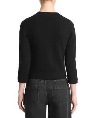 Wool Cashmere Shrunken Snap Front Cardigan