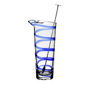 William Yeoward Crystal Bella Blue Cocktail Mixer And Spoon In Blue