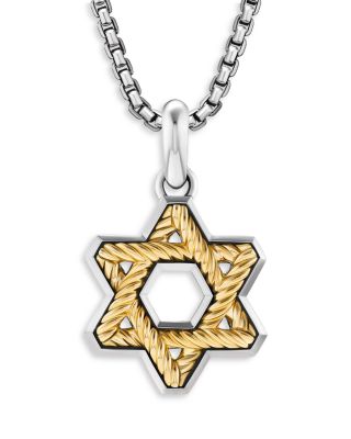 David Yurman - Men's 18K Yellow Gold & Sterling Silver Amulets Cable Star of David Pendant