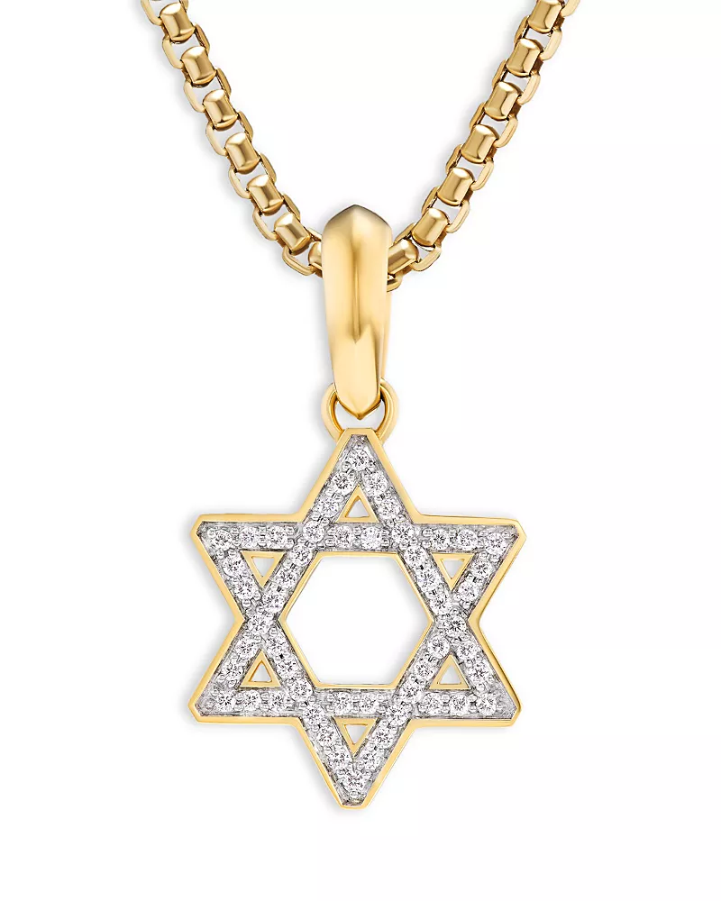 David Yurman Men's Star of David Pendant in 18K Yellow Gold with Diamonds, 0.28 tcw