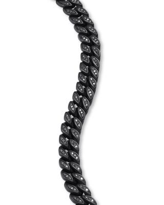 Men's Curb Chain Bracelet in Black Titanium with Black Diamonds, 8mm