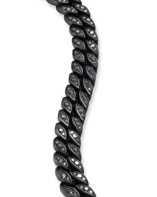 Men's Curb Chain Bracelet in Black Titanium with Black Diamonds, 11.5mm