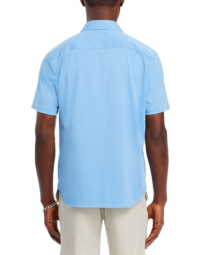 Theory Men's Irving Short Sleeve Shirt In Structure Knit In Powder Blue