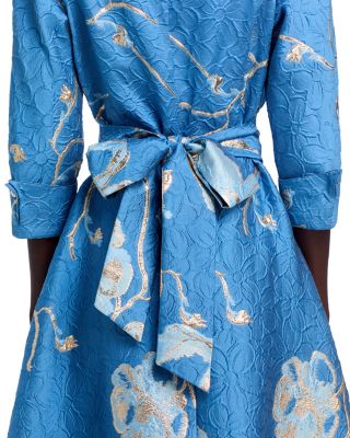 Metallic Jacquard Shirtwaist Gown