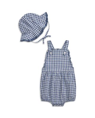 Ralph Lauren - Girls' Gingham Madras Bubble Shortall & Hat Set - Baby