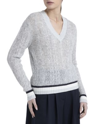 Peserico V Neck Cable Knit Sweater
