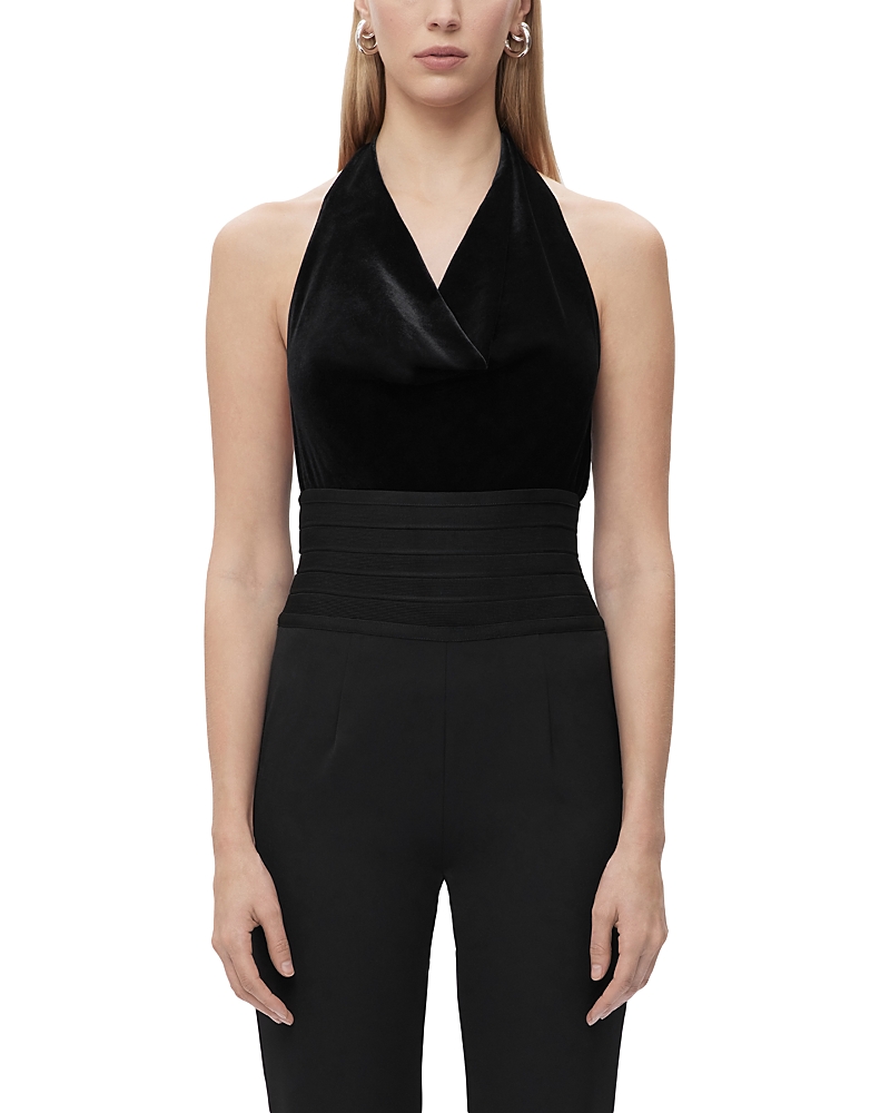 Herve Leger The Alice Velvet Halter Top In Black