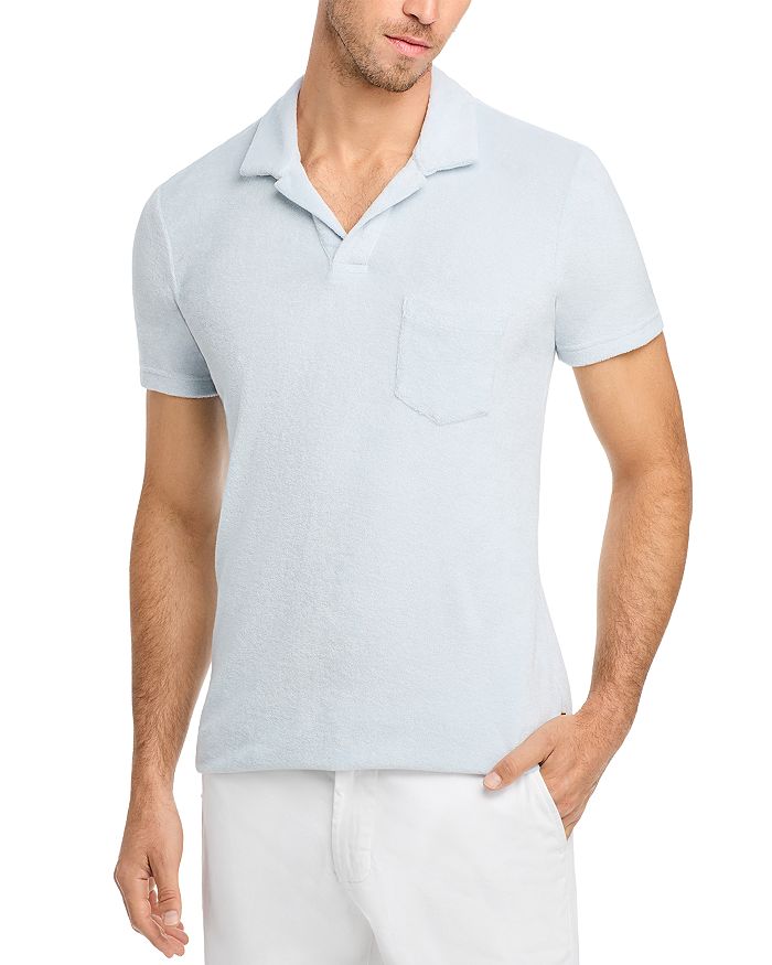 Minnow Powder Blue Stripe French Terry Polo Shirt
