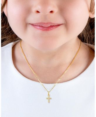 Unisex Children's 14K Gold Divine Light Cross 13-14" Necklace