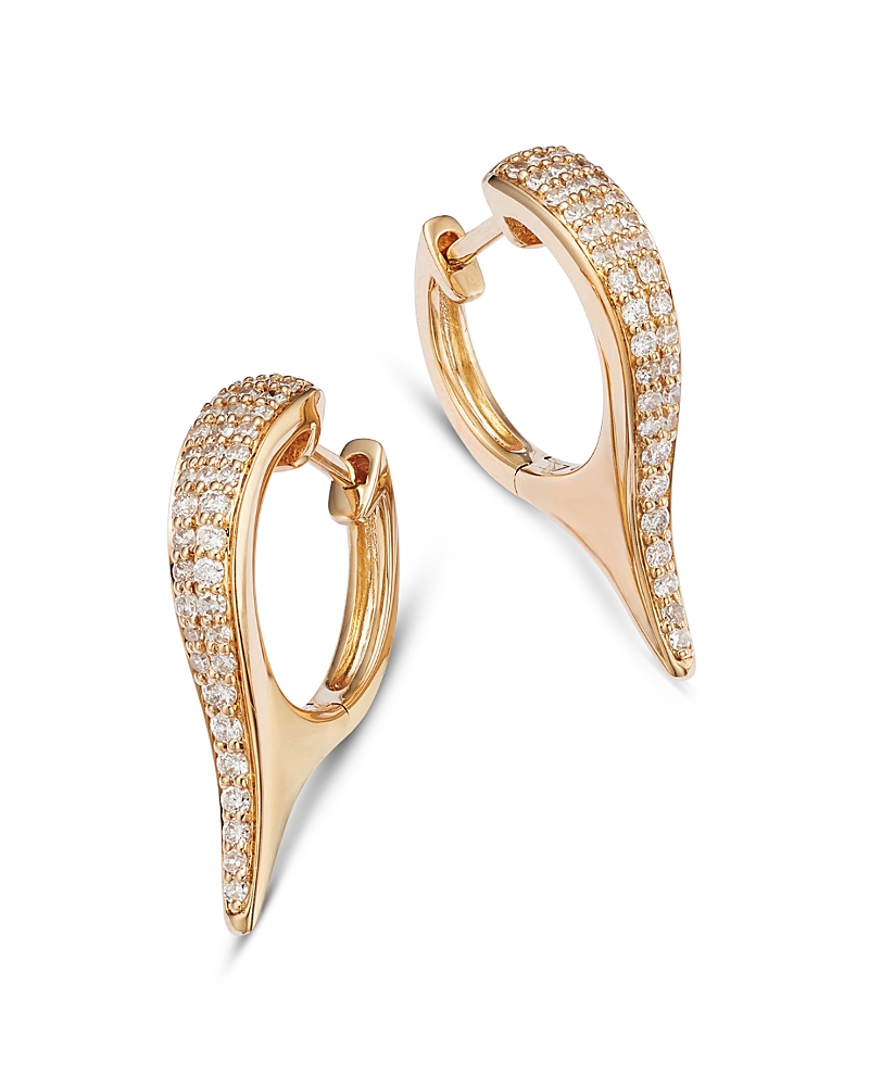 Bloomingdale's Diamond Pave Elongated Hoop Earrings In 14k Yellow Gold, 0.37 Ct. T. W. In Gold