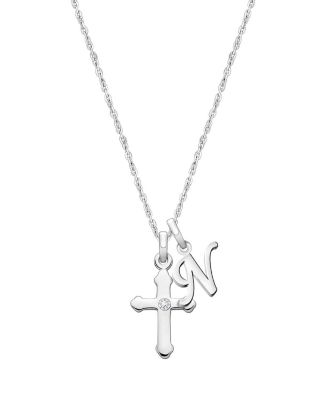 Tiny Blessings Children's Sterling Silver A Child's Faith & Cursive Initial Girls' 12 - 14 Necklace