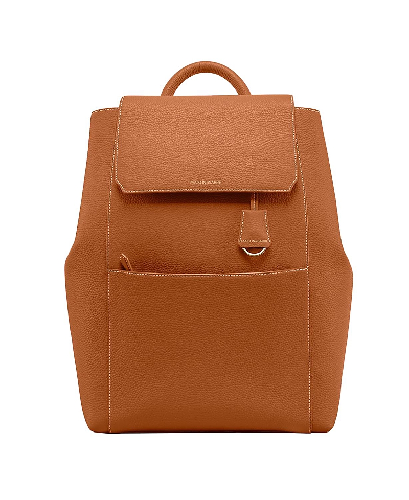 Maison De Sabre Large Leather Soft Backpack In Pecan Brown
