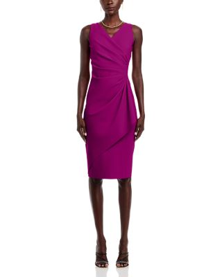 Gathered V Neck Midi Dress