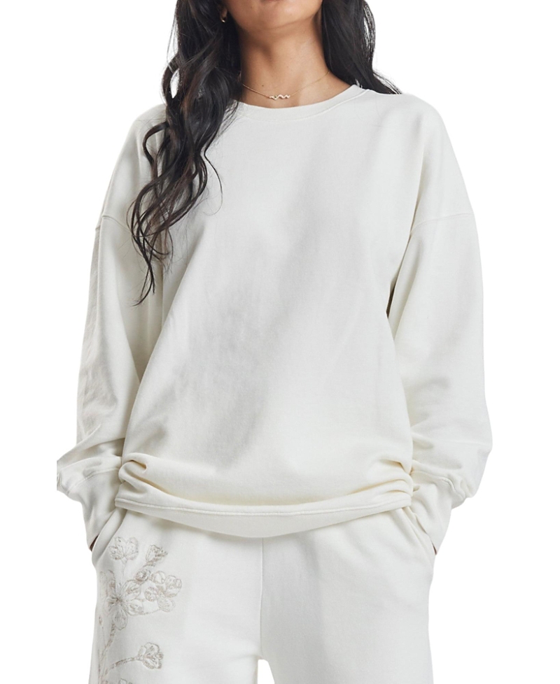 Peachaus Salix Blossom-Embroidered Ethical-Cotton Sweatshirt