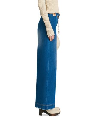 Cult Gaia Sydney Chain Waist Wide Leg Jeans in Rinse Wash