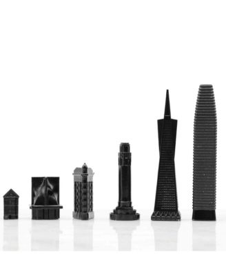 - Chess Set Stainless Steel San Francisco with Wood Map Board, Ages 14+