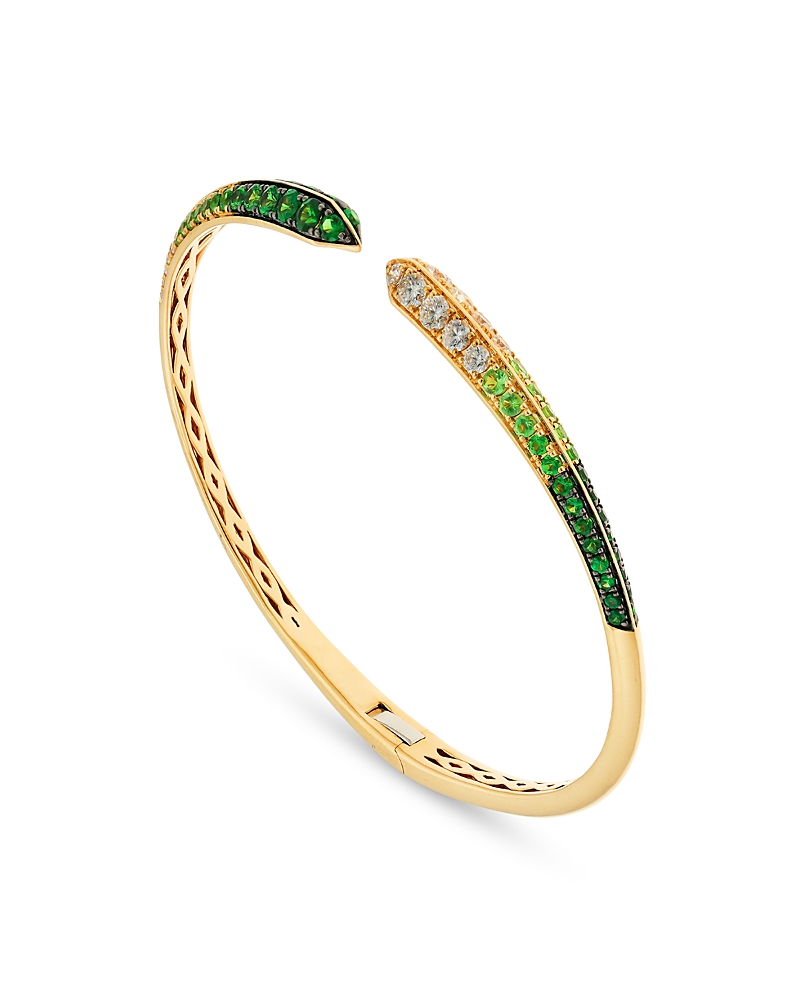 Alberto Milani 18K Yellow Gold Via Fiori Scuri Diamond & Green Tsavorite Kiss Cuff Bracelet - Exclusive, Italy Campaign