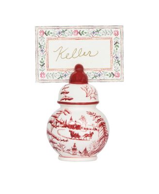 Country Estate Winter Frolic Ginger Jar Place Card Holder Set of 4