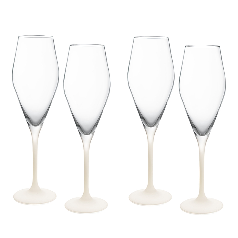 Villeroy & Boch Set Of 4 Manufacture Rock Blanc Flutes In Clear