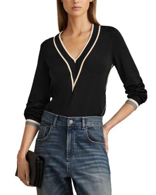 Reiss Faith Color Blocked V Neck Sweater