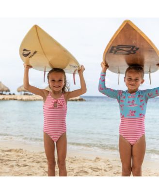  Unisex Coral Stripe Sustainable Bow Swimsuit