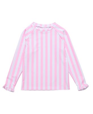 Snapper Rock - Unisex Pink Stripe Long Sleeve Rash Top