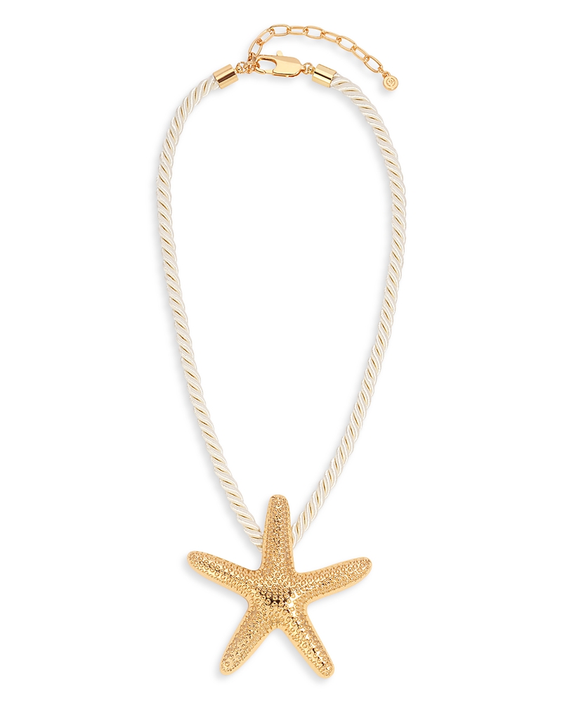 Ettika Starfish Cord Pendant Necklace In 18k Gold Plated, 15-18 In Gold/ivory