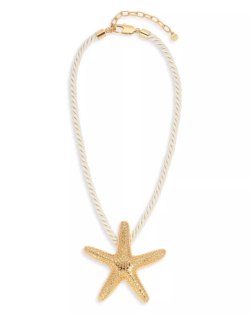 Ettika Starfish Cord Pendant Necklace in 18K Gold Plated, 15