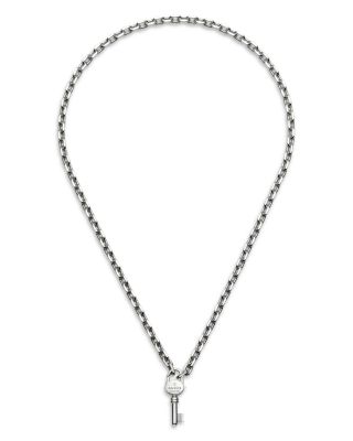 Gucci - Sterling Silver Trademark Key Clasp Pendant Necklace, 20"