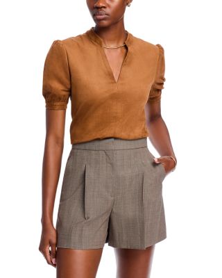 STEVE MADDEN - Jane Faux Suede Puff Sleeve Top