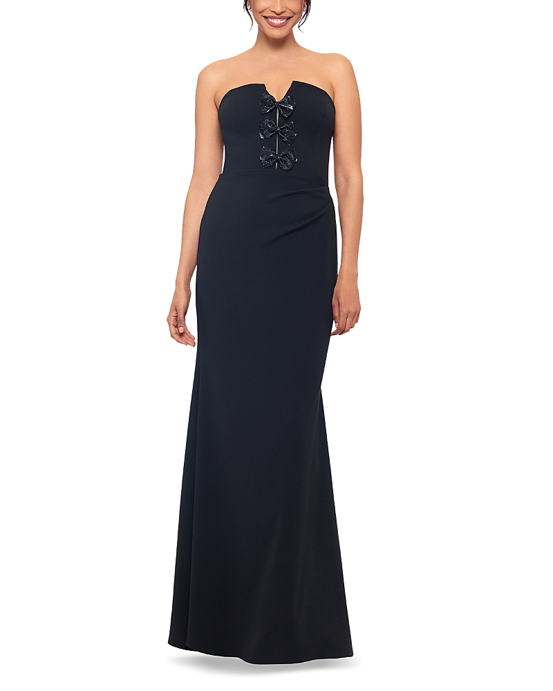 AQUA CRYSTAL BOW GOWN - EXCLUSIVE