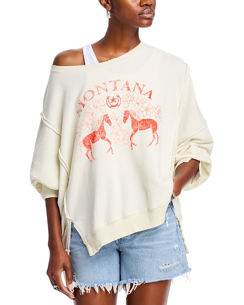 Free People Camden Oversize Graphic Sweatshirt In Coconut Combo