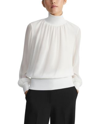 Lafayette 148 New York - Knit Trim Turtleneck Blouse