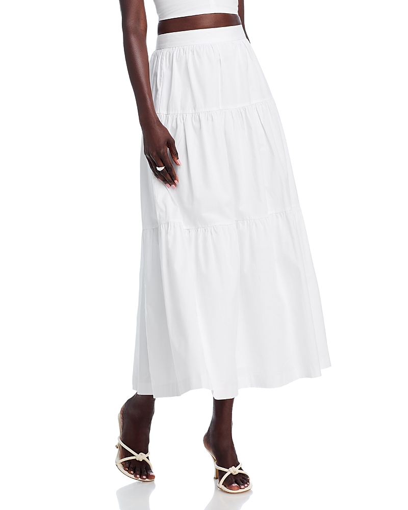 Staud Sea Cotton Poplin Midi Skirt In White