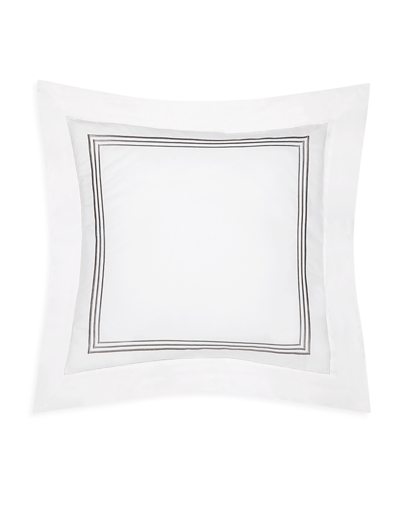 Pratesi Tre Righe Square Oxford Pillowcase In White/charcoal