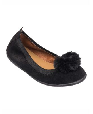 Unisex Suede Pom Pom Ballerina -  Toddler, Little Kids, Big Kids