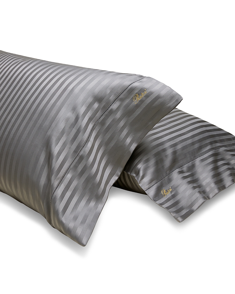 Pratesi Raso Rigato King Pillowcase, Set Of 2 In Charcoal
