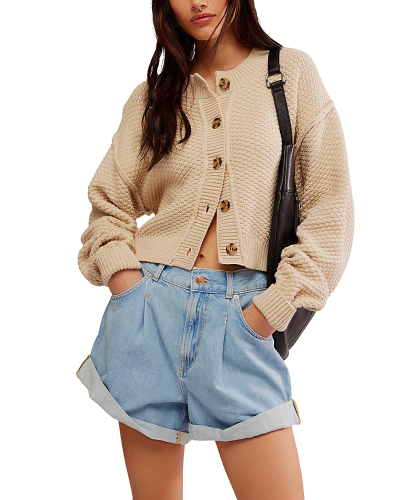 Free People Lila Crop Cardigan In Birch