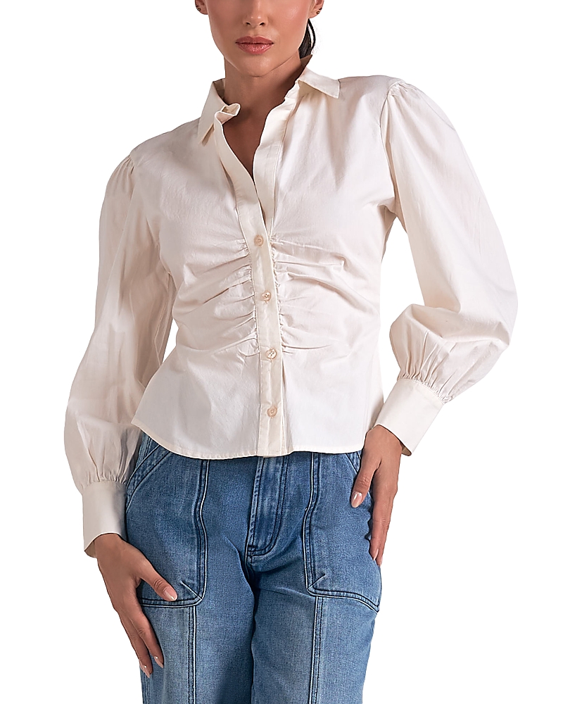 Shop Elan Ruched Blouse In Off White