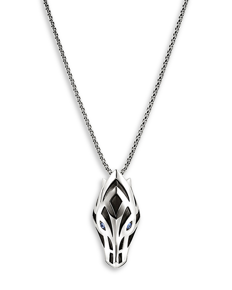 John Hardy Men's Sterling Silver Naga Blue Sapphire Snake Pendant Necklace, 22