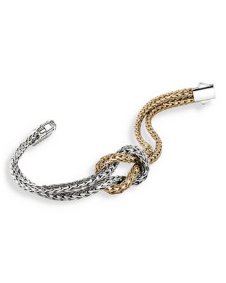 14K Yellow Gold & Sterling Silver Love Knot Bracelet, 7mm