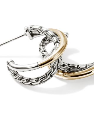 14K Yellow Gold & Sterling Silver JH Essentials Crossover Earrings