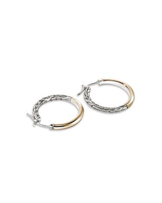 14K Yellow Gold & Sterling Silver JH Essentials Hoop Earrings