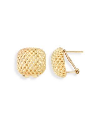 14K Yellow Gold Mesh Square Earrings