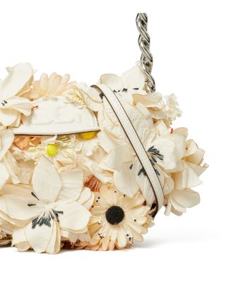 Tory Burch 花柄ケース 丸型 新品 Tory Burch Mini Fleming Soft Floral Leather Crescent Bag