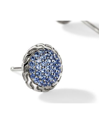 Sterling Silver JH Essentials Blue Sapphire Pav&eacute; Framed Stud Earrings