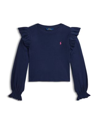 Ralph Lauren - Girls' Ruffled Trim Long Sleeve Top - Big Kid