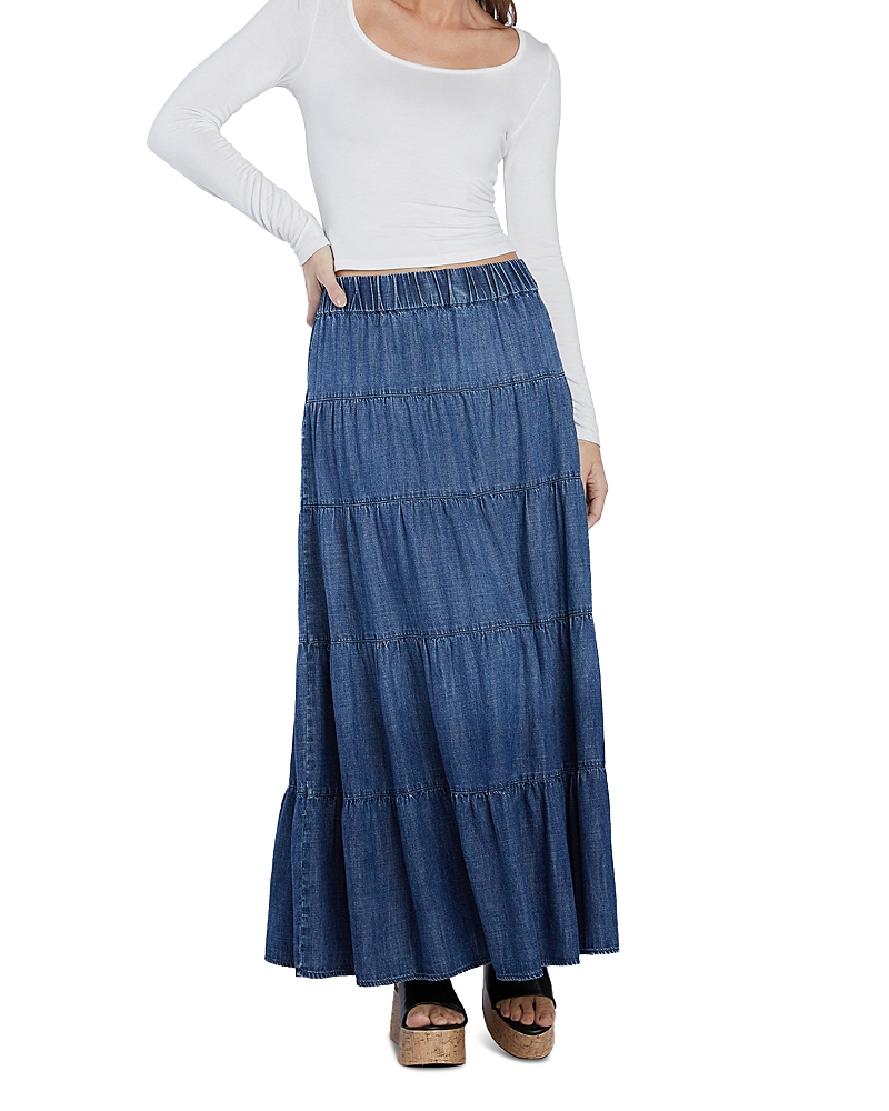 Billy T Willa Tiered Maxi Skirt In Retro Denim