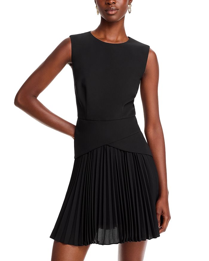 MILLY Haddy Mixed Media Pleated Dress | Bloomingdale's